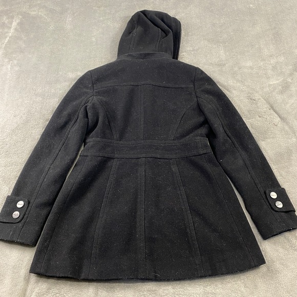 Kenneth Cole New York Black Toggle Coat Hooded Wool Blend‎ Women's Size 4 - Picture 2 of 15
